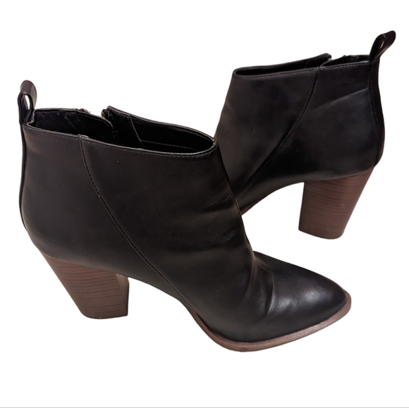 Circus By Sam Edelman Blythe Black Faux Leather Block Heel Ankle Boots K317 💗 - Picture 7 of 9